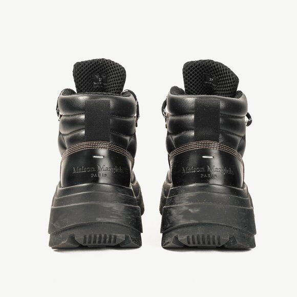 Maison Margiela Black Leather Lug Sole Hiking-Style Boots - Picture 3 of 11